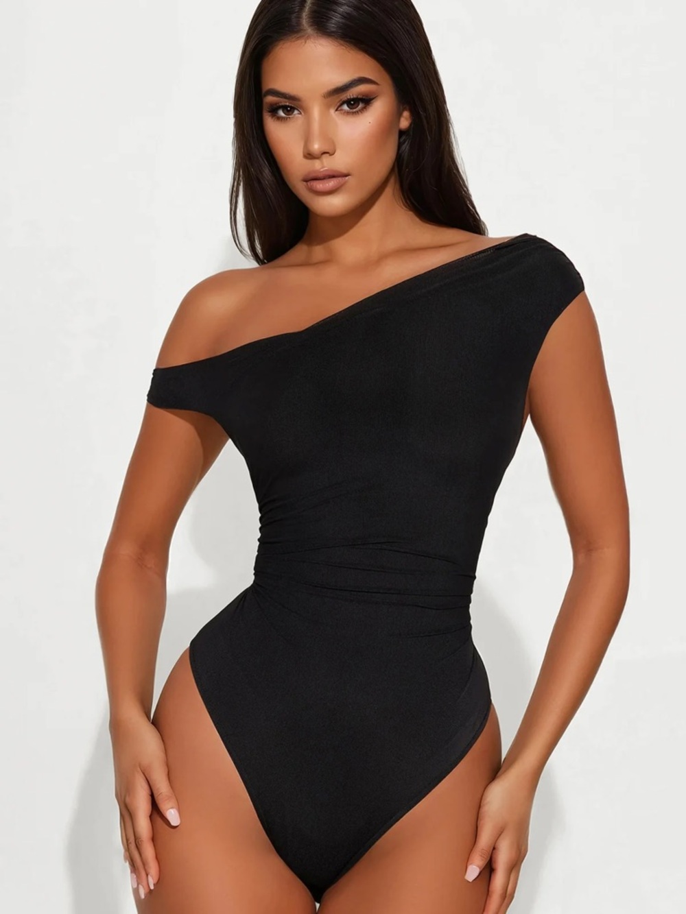 Vivienne Mesh Solid Bodysuit - Black